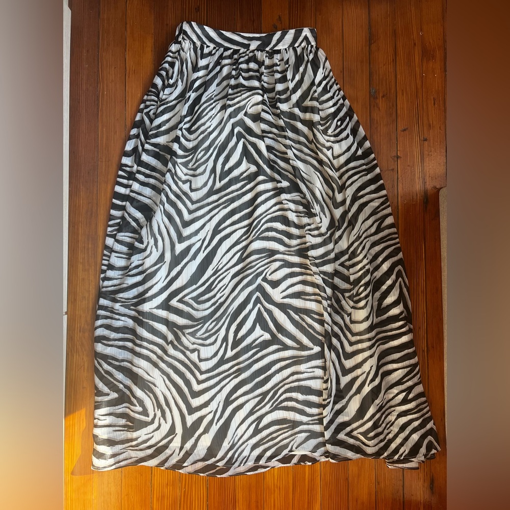 Express Black and White Zebra Maxi Skirt